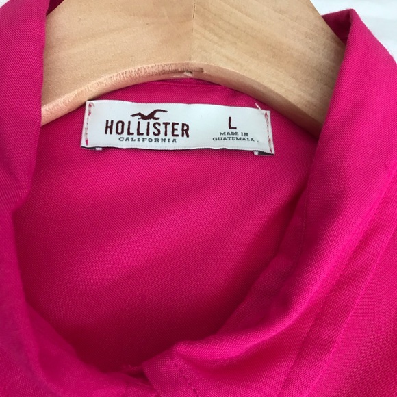 Hollister Button Down Shirt Women Fucsia Sz L - Picture 6 of 8
